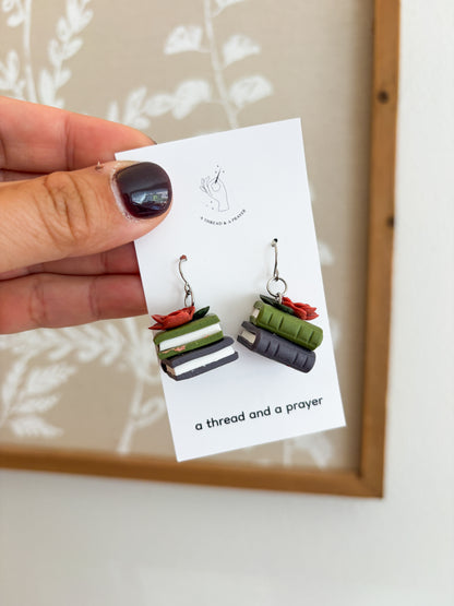 Autumn Bookcase Stacks | Library Earrings | Book Club