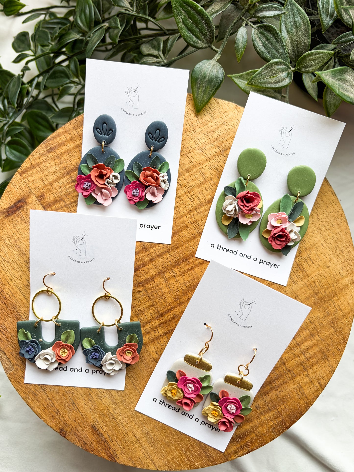 Beautiful Floral Clay Garden Earrings