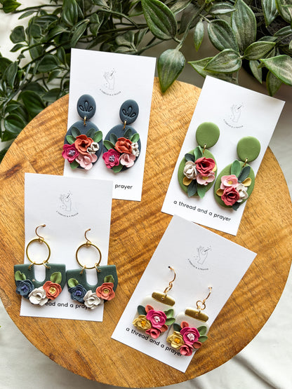 Beautiful Floral Clay Garden Earrings