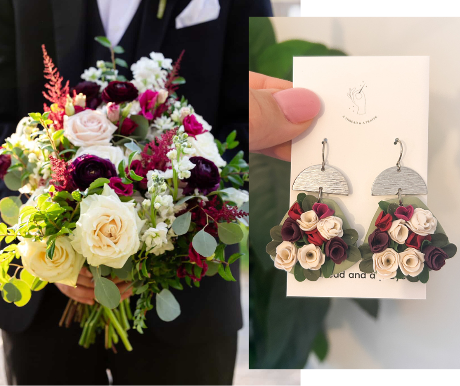 Custom Bridal Bouquet Re-Creation Earrings