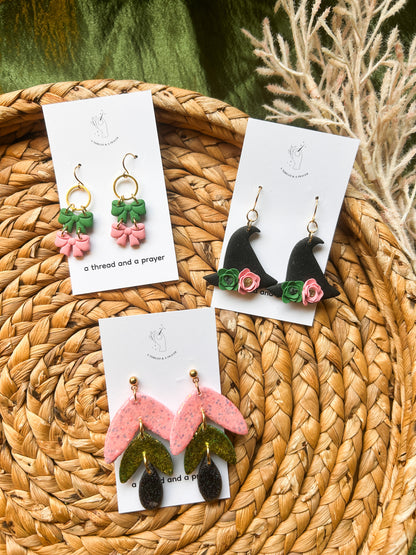 Wicked Earrings | Green and Pink | Elphaba and Glinda | Glitter
