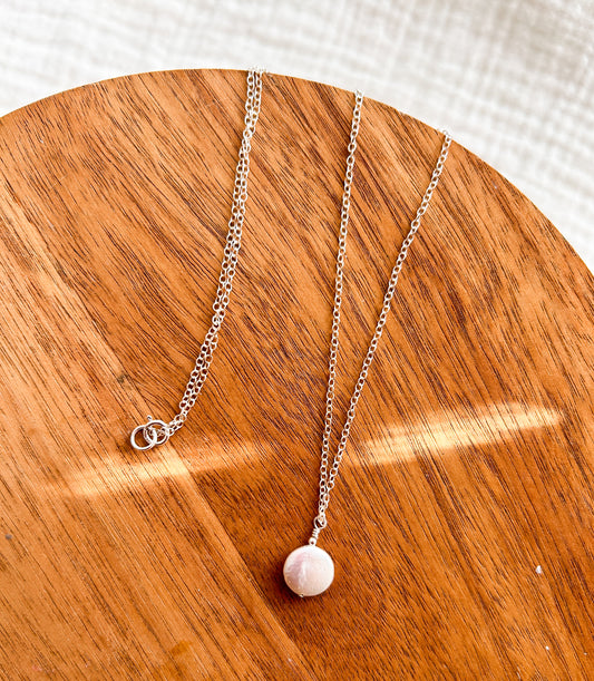 Dainty Coin Pearl Sterling Silver Drop Necklace | 18 inches