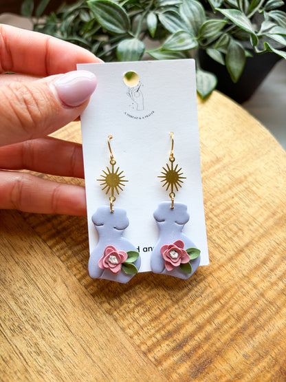 Summer Goddess Earrings with Florals