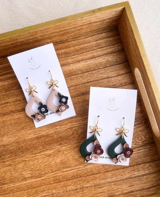 Winter Florals Clay Earrings | Dainty Flower Earrings | Trendy Styles | Lightweight | Deep Colors