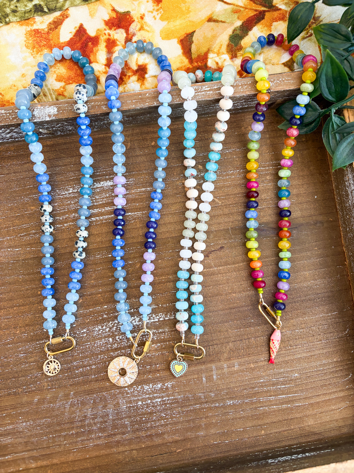Funky Fall Charm Necklaces | bead Accent | Cute Beads | Handmade Necklace