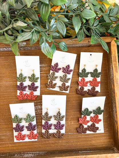 Autumn Falling Leaves Clay Earrings