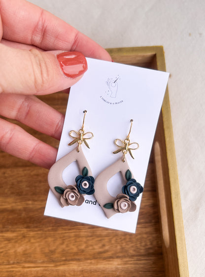 Winter Florals Clay Earrings | Dainty Flower Earrings | Trendy Styles | Lightweight | Deep Colors