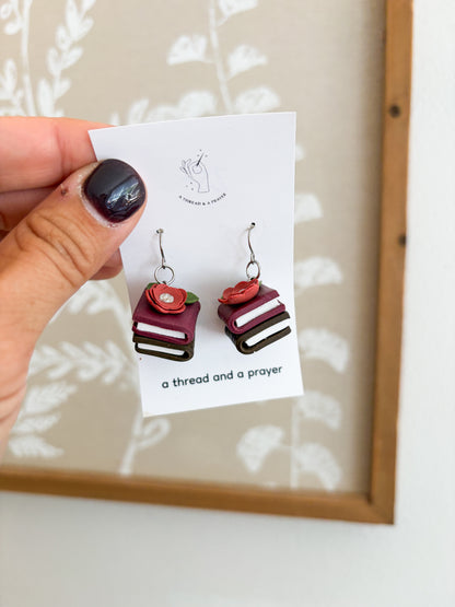 Autumn Bookcase Stacks | Library Earrings | Book Club