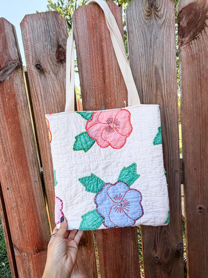 Cute Vintage Tote Bags  | Older Quilts | Upcycled Accessories | Vintage Fabric | Floral Vibes