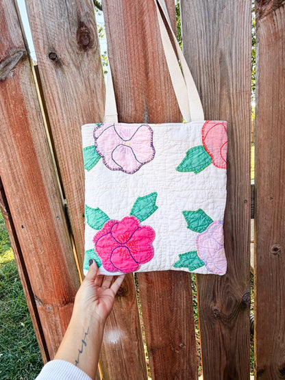 Cute Vintage Tote Bags  | Older Quilts | Upcycled Accessories | Vintage Fabric | Floral Vibes