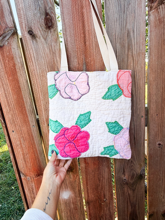 Cute Vintage Tote Bags  | Older Quilts | Upcycled Accessories | Vintage Fabric | Floral Vibes