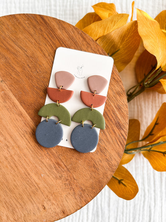 Autumn Trends Blue and Green Clay Earrings | Trendy Dramatic Earrings | Big Bold Style | Autumn Earrings | Fall Accessories