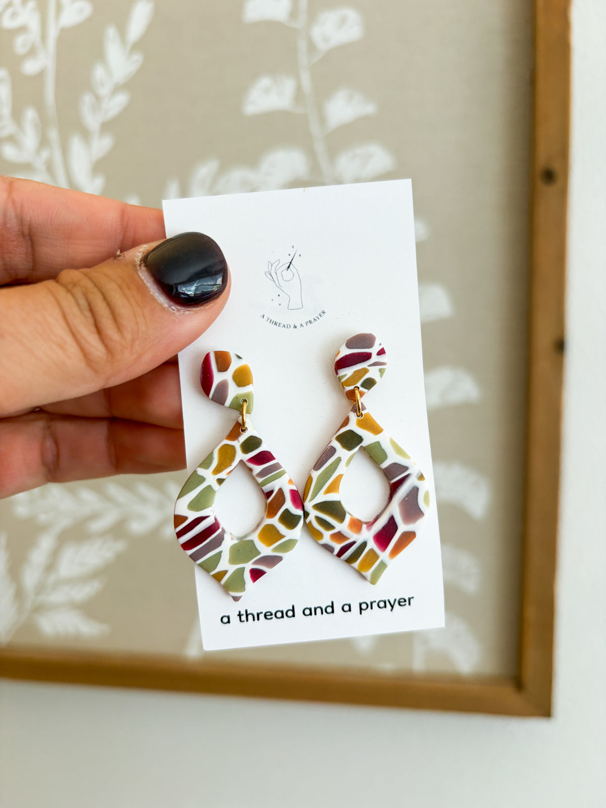 Stained Glass and Marble Fall Earrings