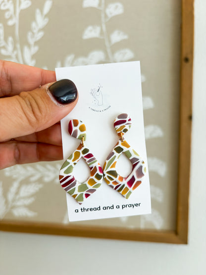 Stained Glass and Marble Fall Earrings