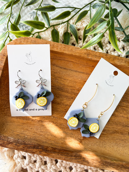 Summer Citrus Floral Clay Earrings