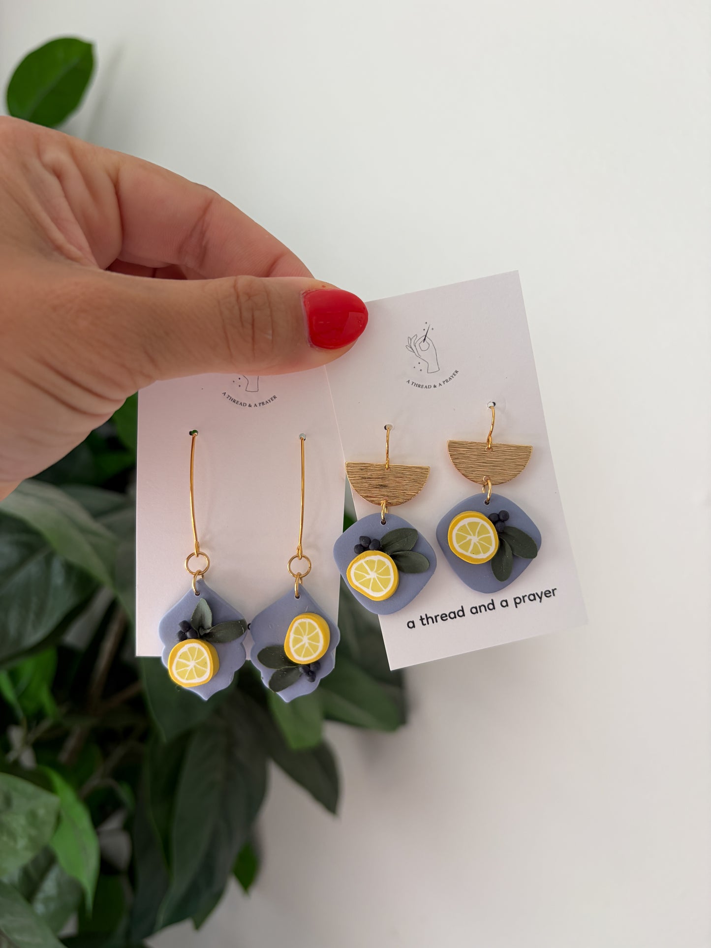 Summer Citrus Floral Clay Earrings