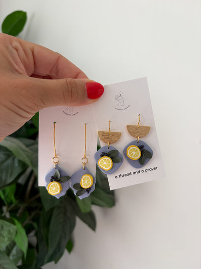 Summer Citrus Floral Clay Earrings
