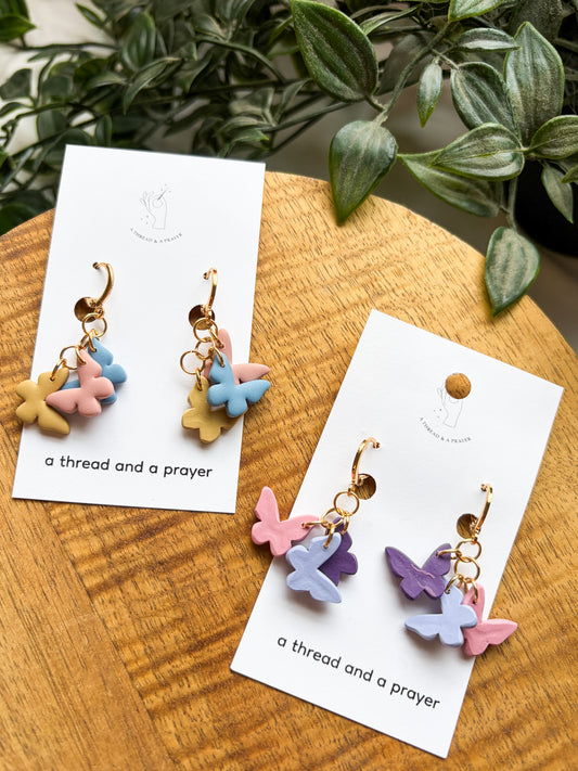 Dangling Butterflies Huggie Earrings