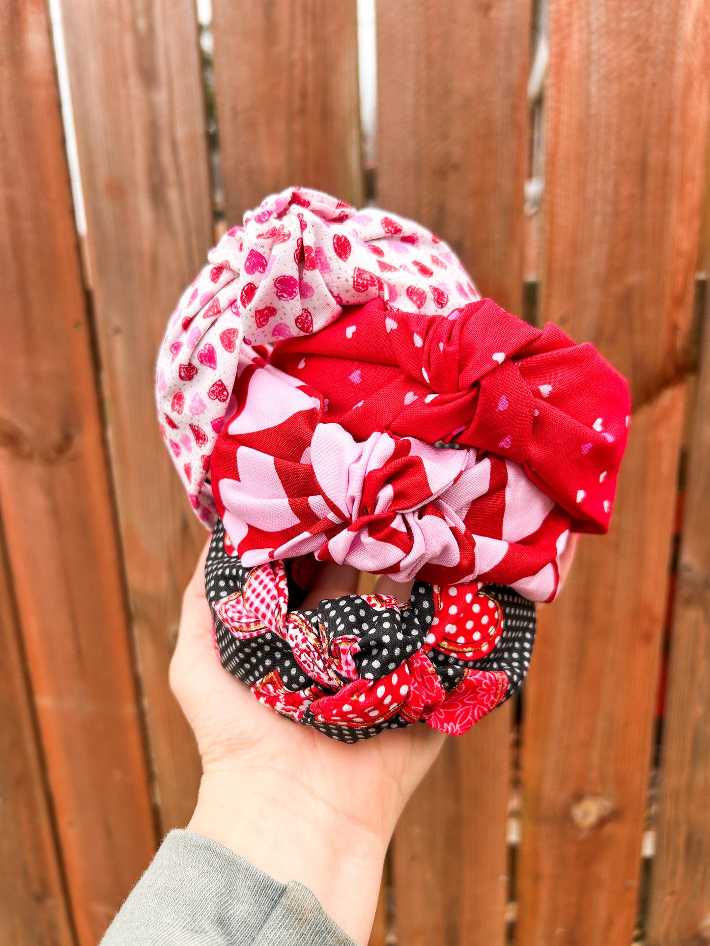 Valentines Day Top Knot Fabric Headbands | Cute Headband | Chunky | Heart Styles | Comfy Headband | Galentine’s