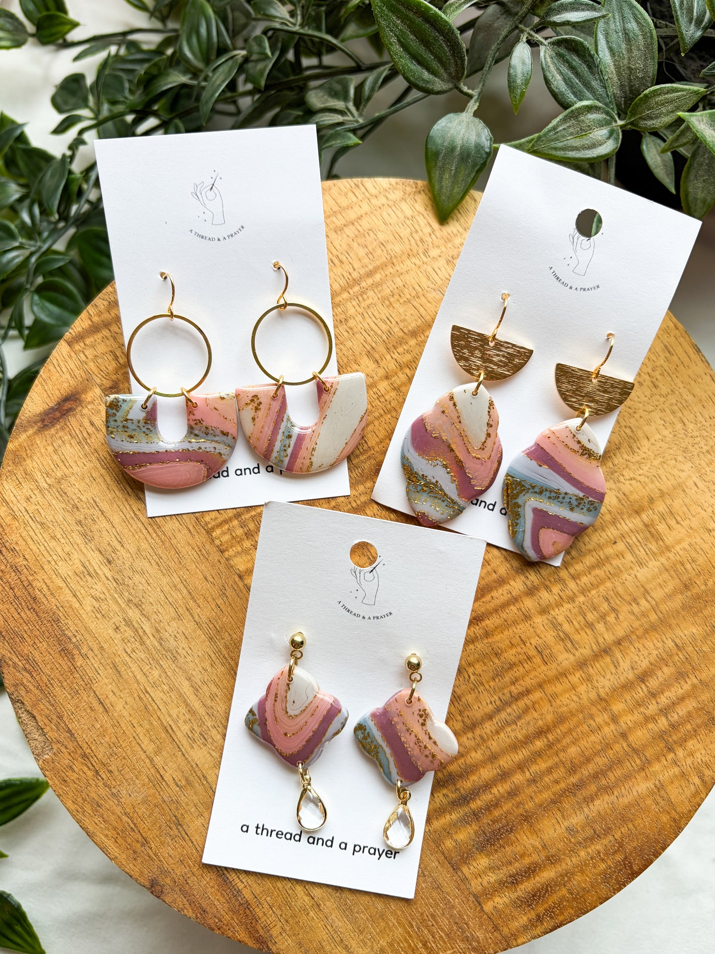 Cotton Candy Faux Gemstone Clay Earrings
