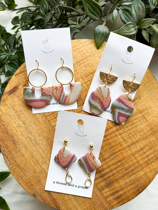 Cotton Candy Faux Gemstone Clay Earrings