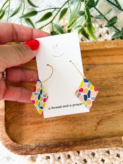 Bright Tones Summer Stained Glass Earrings