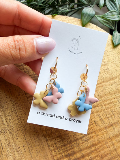 Dangling Butterflies Huggie Earrings