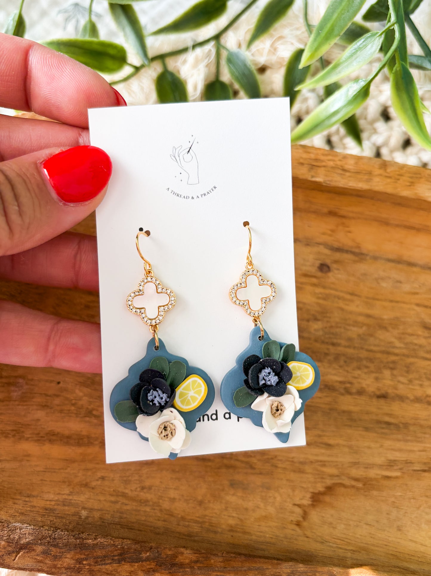 Summer Citrus Floral Clay Earrings