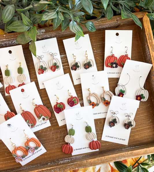 Pumpkin Patch Floral Earrings