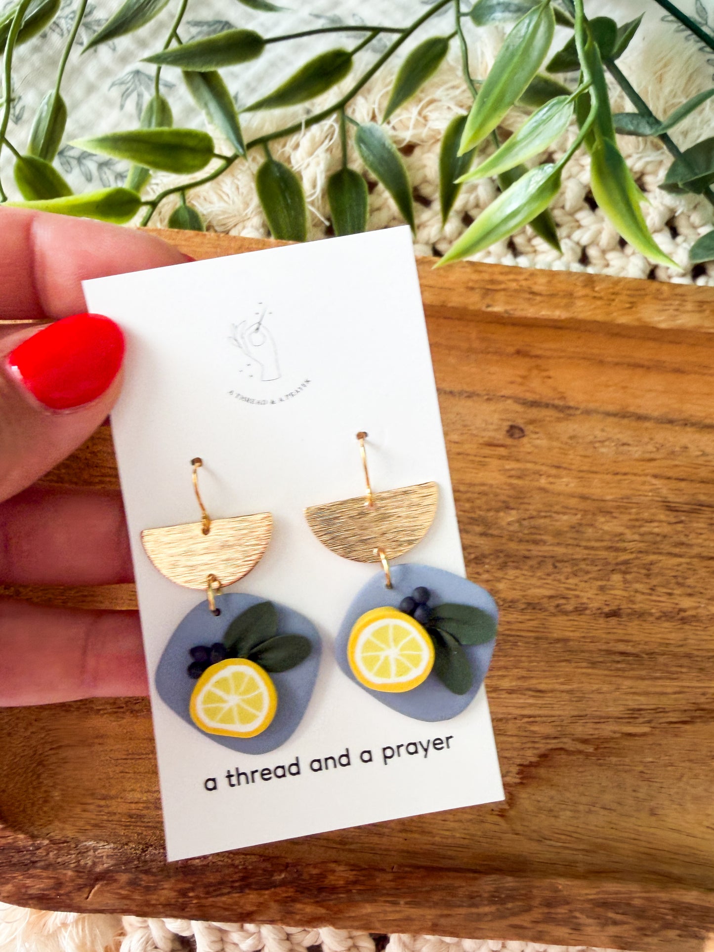 Summer Citrus Floral Clay Earrings