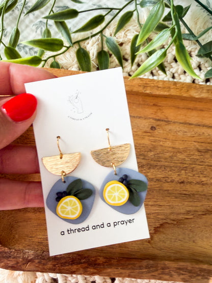 Summer Citrus Floral Clay Earrings