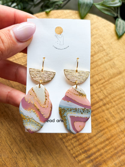 Cotton Candy Faux Gemstone Clay Earrings
