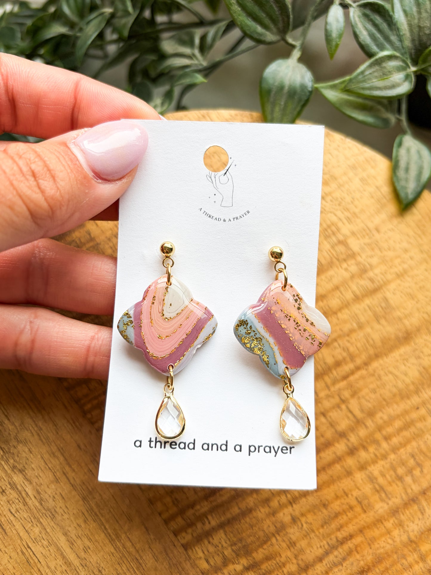 Cotton Candy Faux Gemstone Clay Earrings