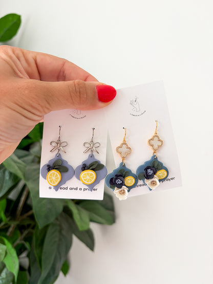 Summer Citrus Floral Clay Earrings