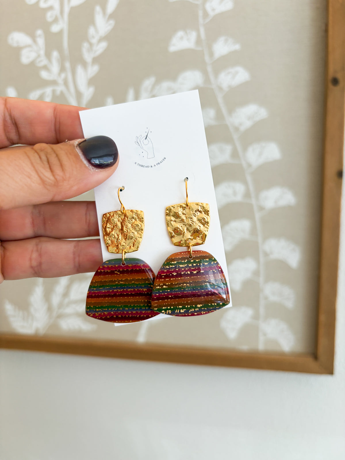 Stained Glass and Marble Fall Earrings