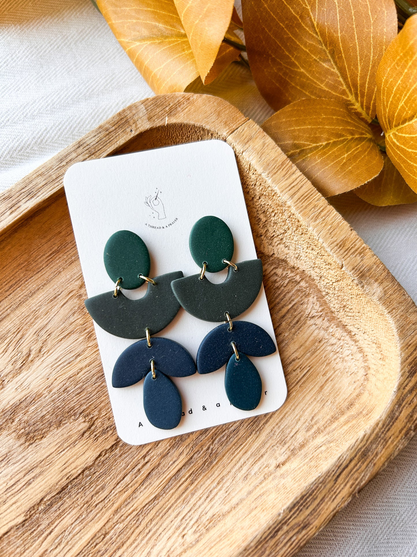 Green and Blue Statement Clay Autumn Earrings | Fall Fashion | Autumn Earrings | Statement Earrings | Lightweight
