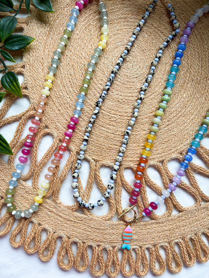Bright Summer Beaded Necklaces | Charm Accent | Cute Beads | Handmade Necklace