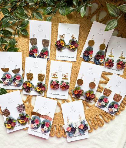 A Summer Floral Collection - Flower Handmade Clay Earrings