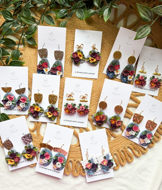 A Summer Floral Collection - Flower Handmade Clay Earrings