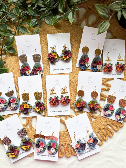 A Summer Floral Collection - Flower Handmade Clay Earrings