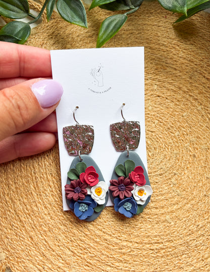 A Summer Floral Collection - Flower Handmade Clay Earrings