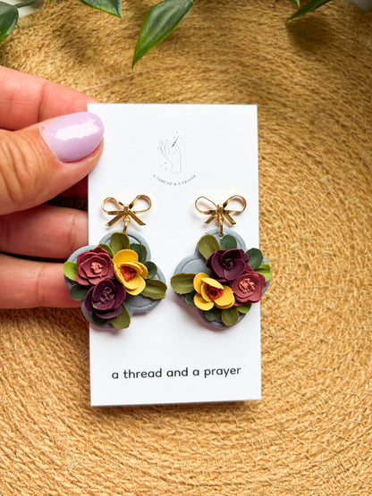 A Summer Floral Collection - Flower Handmade Clay Earrings