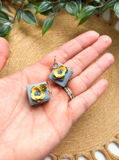 Cute Floral Book Stack Earrings | Book Club | Summer Reading