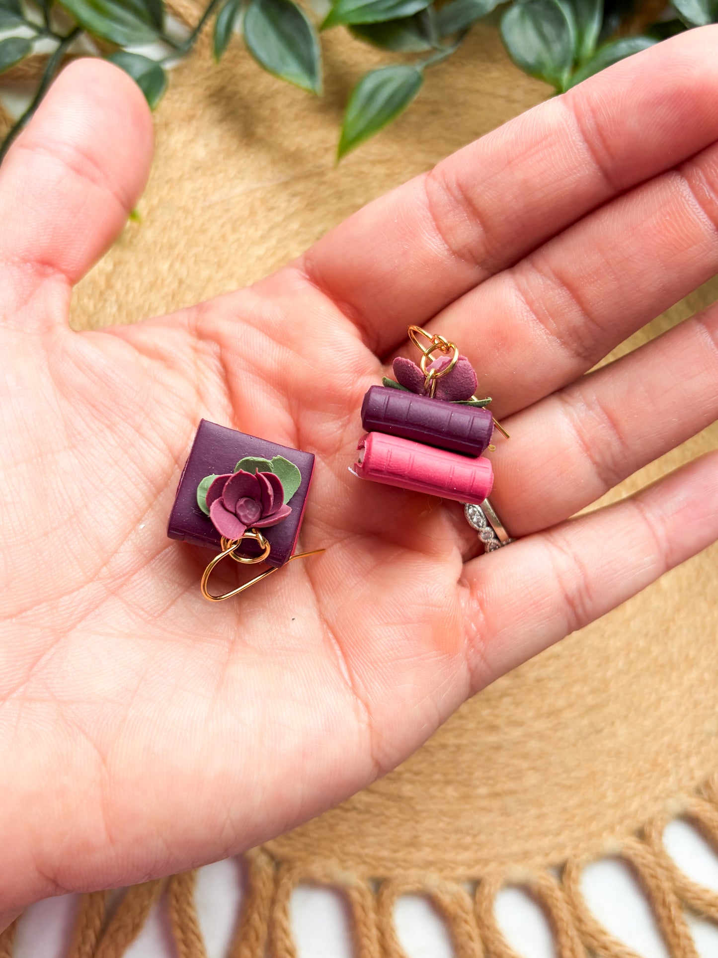 Cute Floral Book Stack Earrings | Book Club | Summer Reading