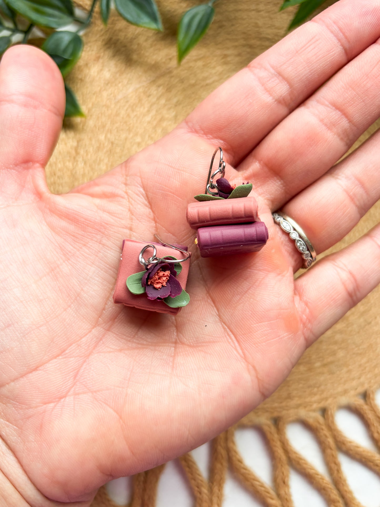 Cute Floral Book Stack Earrings | Book Club | Summer Reading