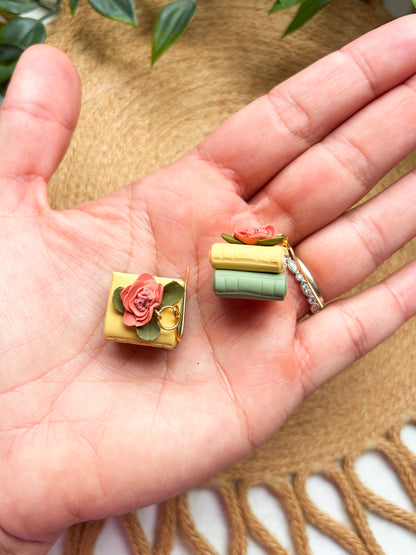 Cute Floral Book Stack Earrings | Book Club | Summer Reading