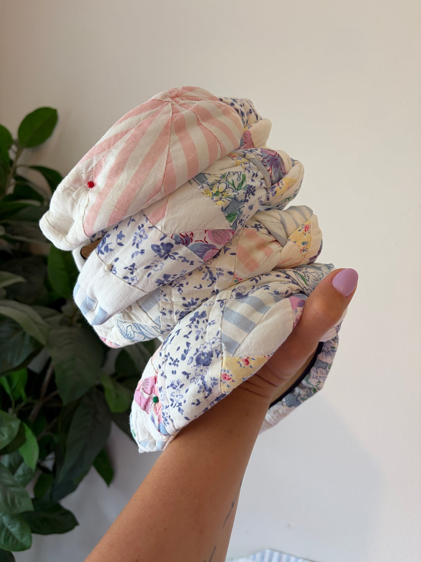 Repurposed Florals Quilt Top Knot Headbands | Vintage | Comfy Headbands | Flower Quilt