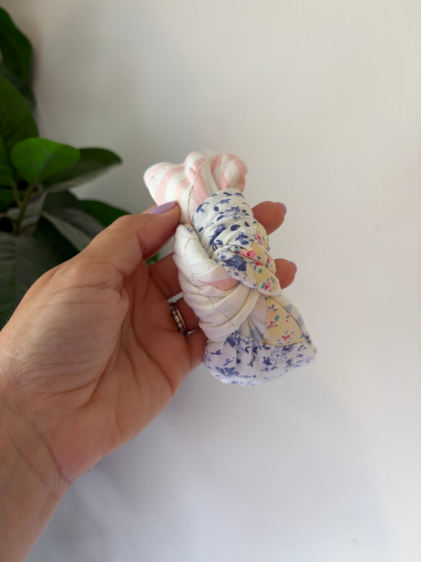 Repurposed Florals Quilt Top Knot Headbands | Vintage | Comfy Headbands | Flower Quilt