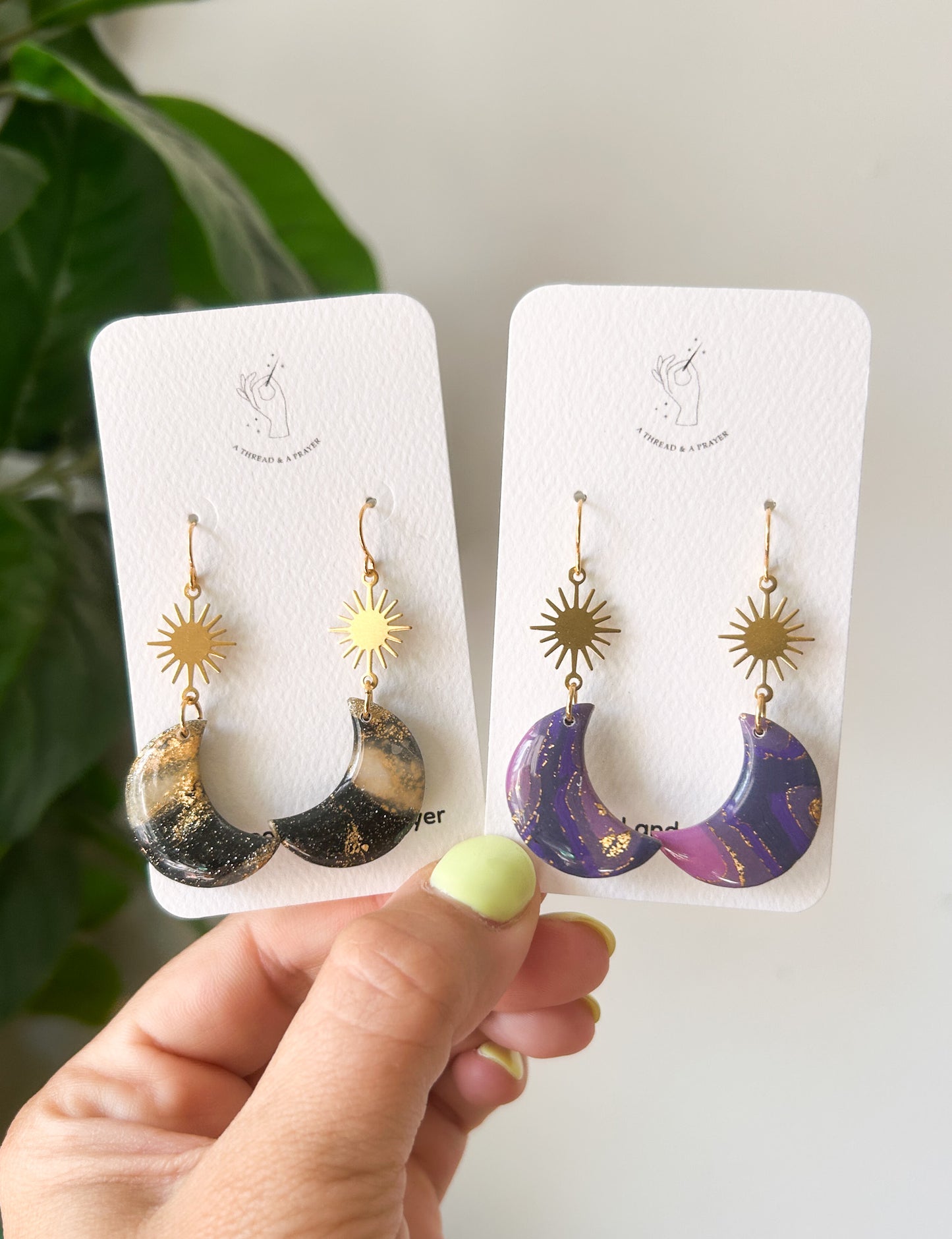 Celestial Vibes Autumn Earrings | Glitter and Shine | Moon Earrings | Book Earrings | Lightweight