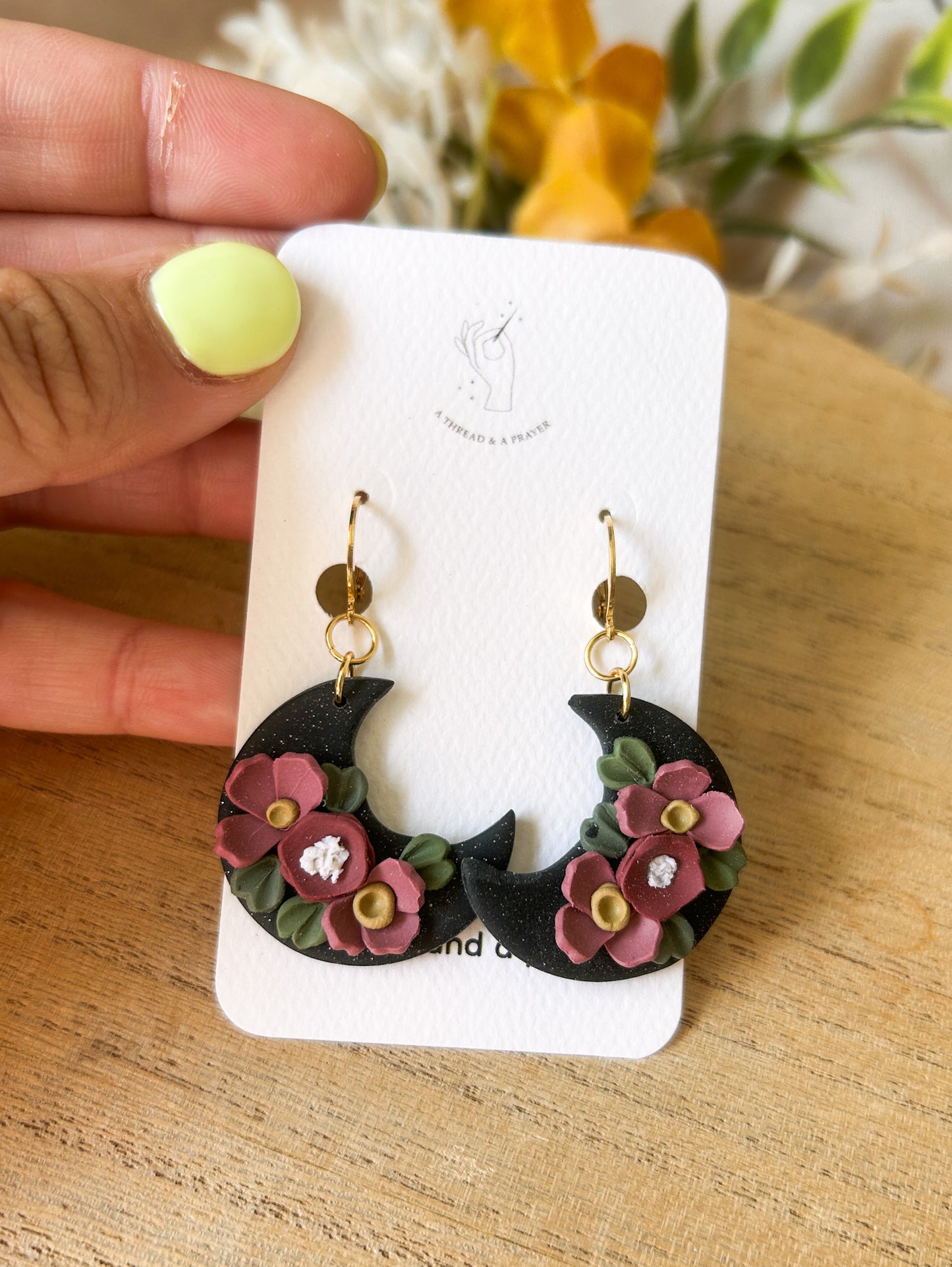 Celestial Vibes Autumn Earrings | Glitter and Shine | Moon Earrings | Book Earrings | Lightweight